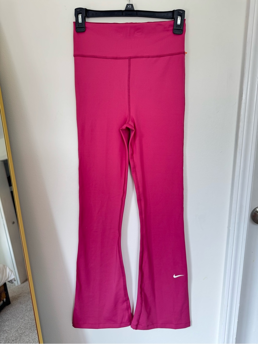 Nike One Girls Dri-FIT High-Waisted Flared Leggings Pink Youth Large